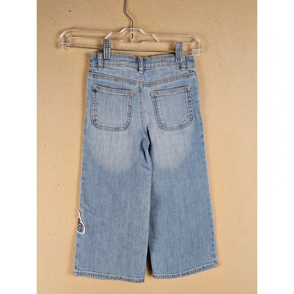 NWT OshKosh B'Gosh Girls Wide Leg Baggy Butterfly Applique Jeans 5 Osh Kosh